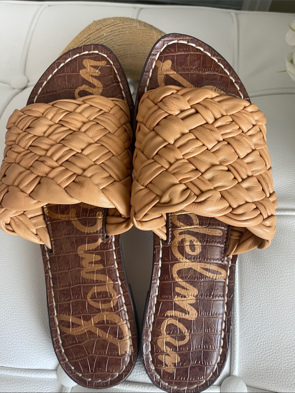 Sam Edelman Woven Slide Sandals in Tan